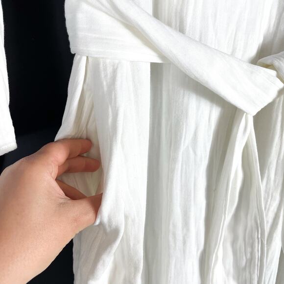 Mara Hoffman Augusta Midi Dress White Tiered Belted Long Sleeve Gauzy Sz M - Picture 7 of 13